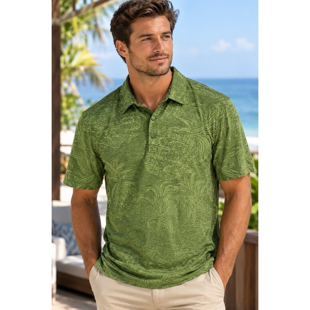 Y2K VTG Tori Richard Polo Green Short Sleeve Button Hawaiian Cotton M